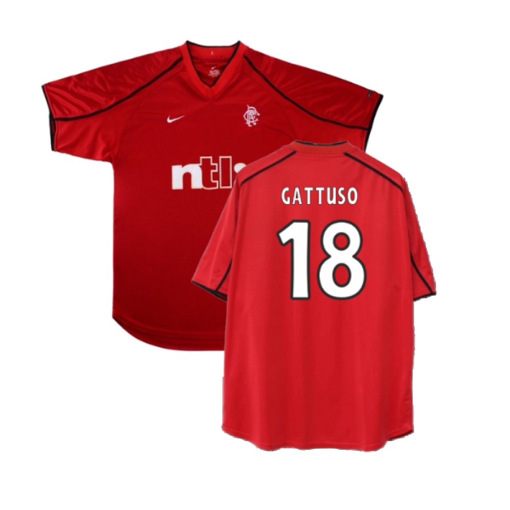 '00-'01 Rangers Third Shirt ) (Excellent) (Gattuso 18) Polyester Gennaro Gattuso Made By: Nike Men's Red Extra Large