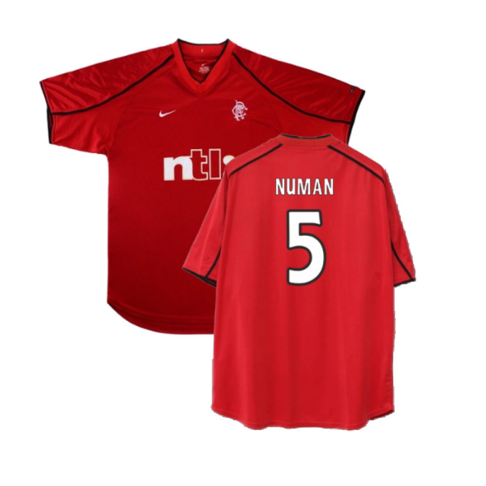 '00-'01 Rangers Third Shirt ) (Excellent) (Numan 5) Polyester Made By: Nike Men's Red Extra Large