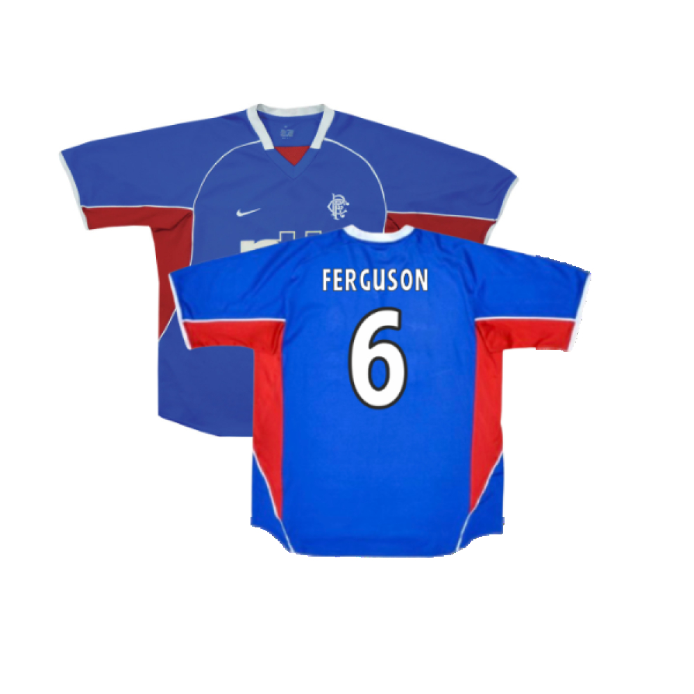 '01-'02 Rangers Home Shirt (S) (Excellent) (Ferguson 6) Polyester Made By: Nike Men's Blue Small