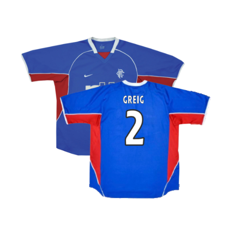 '01-'02 Rangers Home Shirt (S) (Excellent) (Greig 2) Polyester Made By: Nike Men's Blue Small