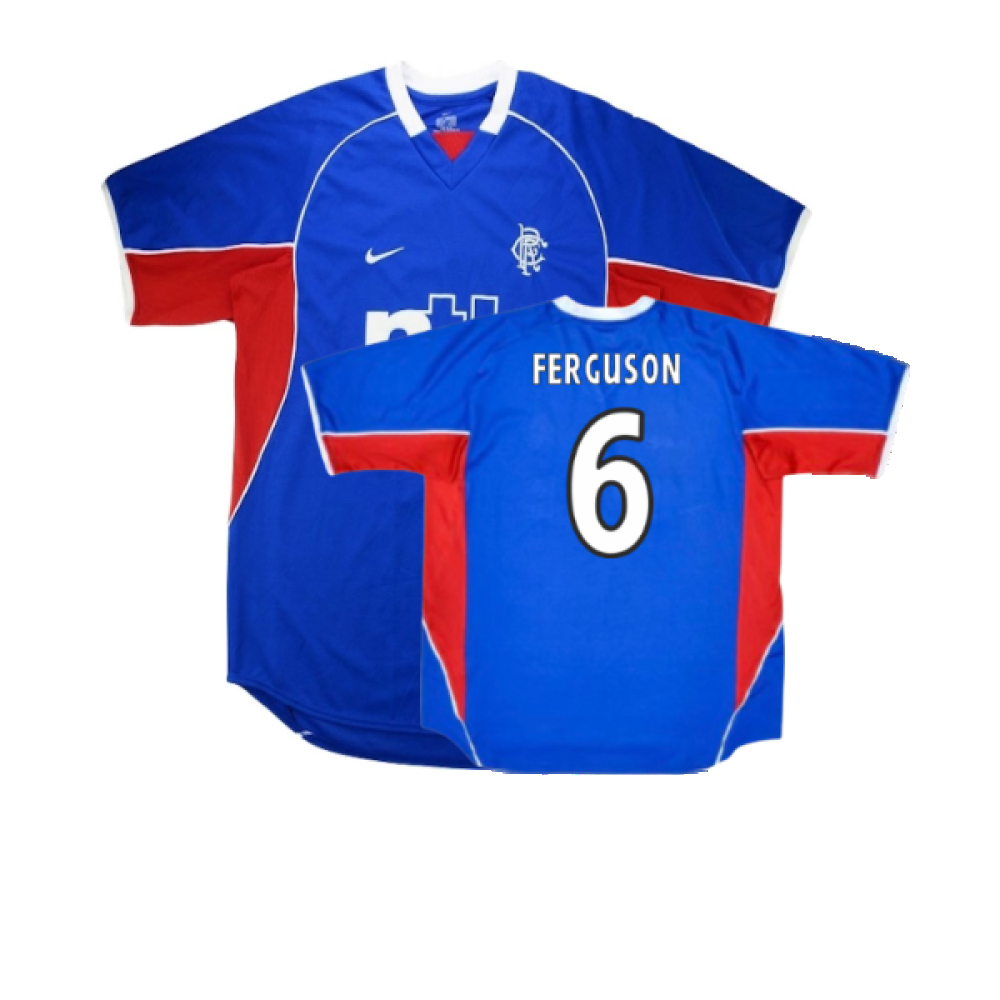 '01-'02 Rangers Home Shirt (Excellent) (Ferguson 6) Polyester Made By: Nike Men's Blue Extra Large