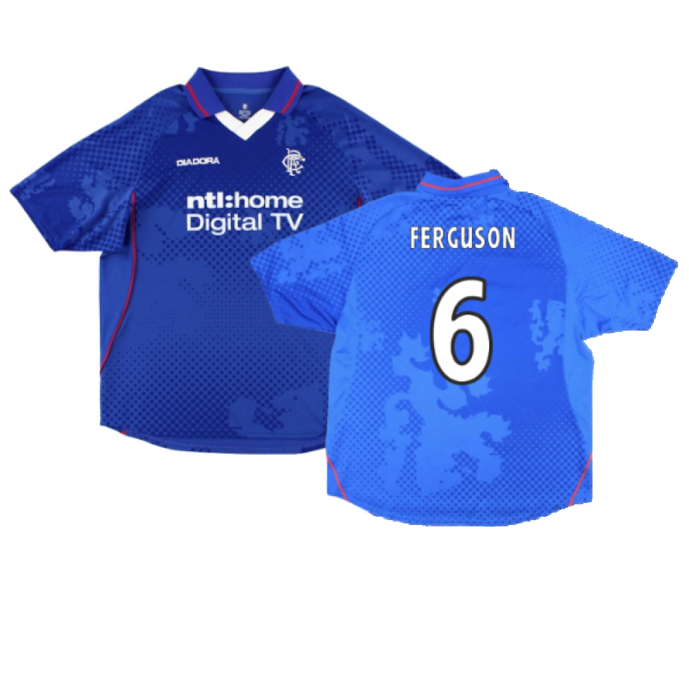 '02-'03 Rangers Home Shirt ) (Excellent) (Ferguson 6) Polyester Made By: Diadora Men's Blue Xxl