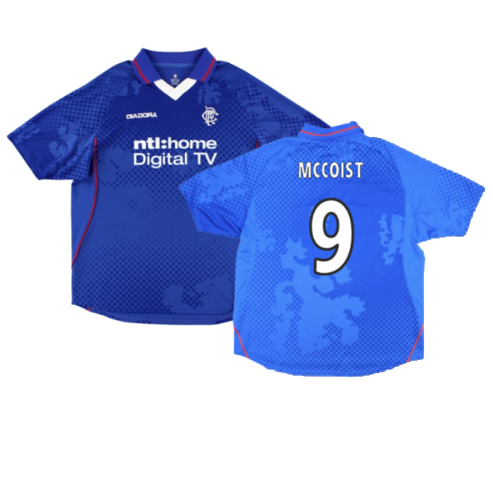 '02-'03 Rangers Home Shirt ) (Excellent) (Mccoist 9) Polyester Made By: Diadora Men's Blue Xxl