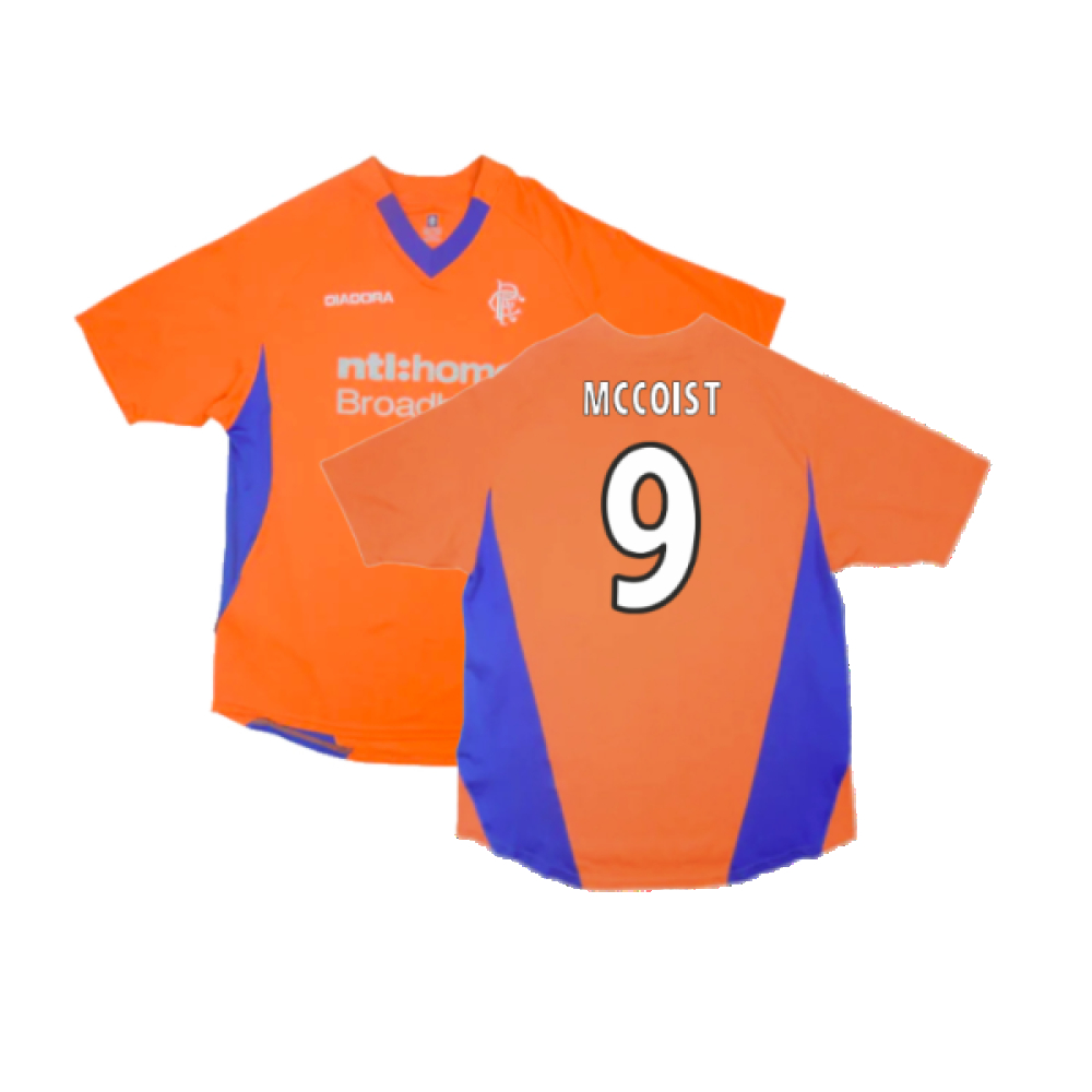 '02-'03 Rangers Away Shirt (Good) (Mccoist 9) Polyester Made By: Diadora Men's Orange Medium