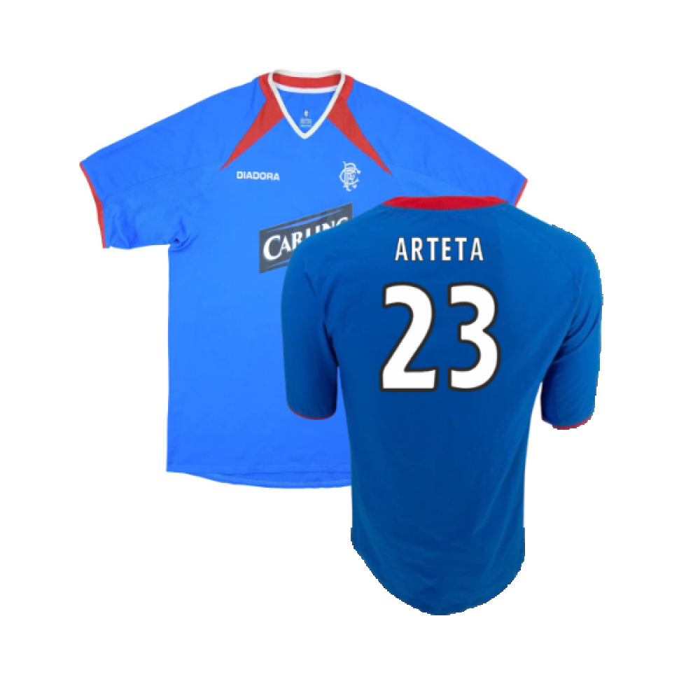'03-'04 Rangers Home Shirt ) (Excellent) (Arteta 23) Polyester Made By: Diadora Men's Blue Xxl