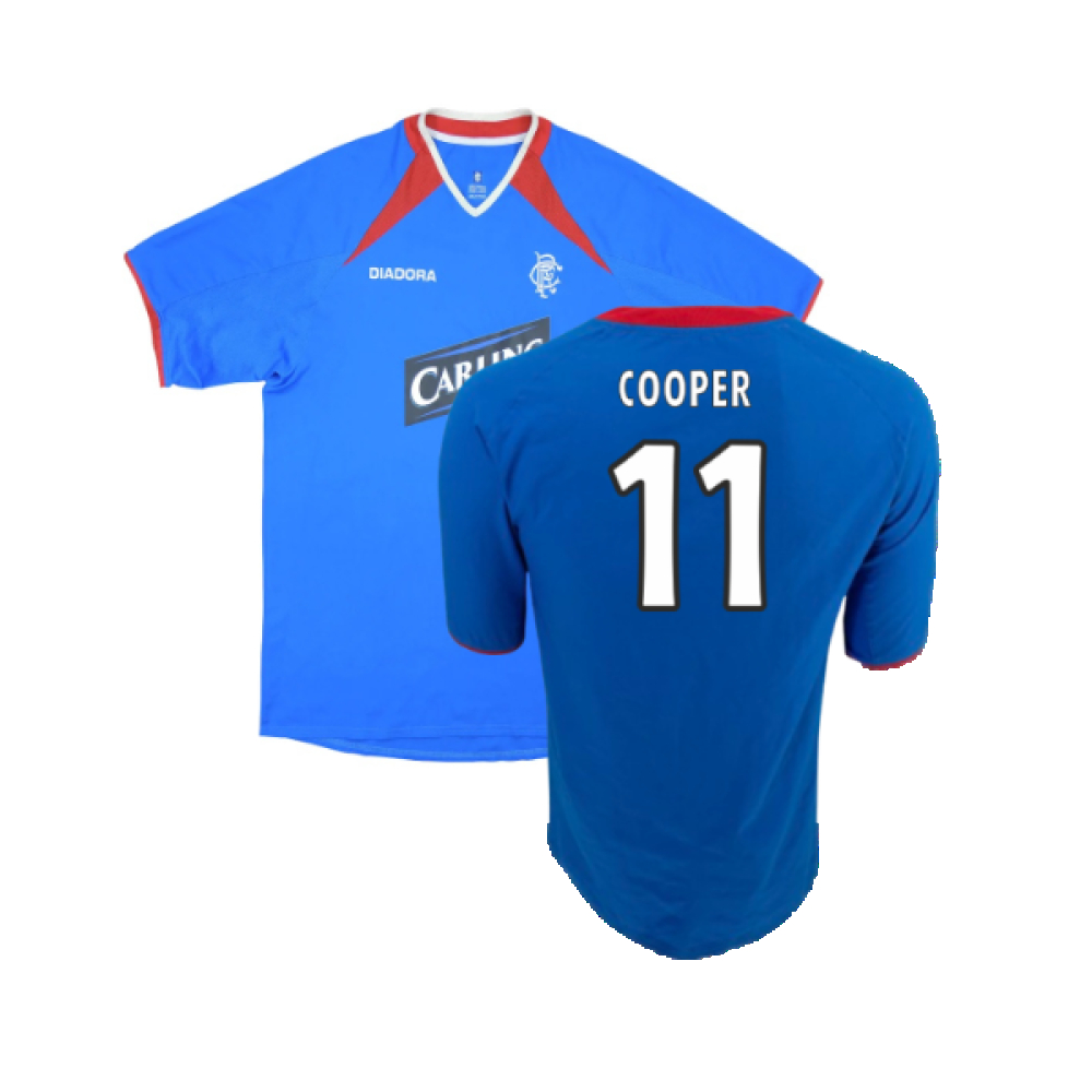 '03-'04 Rangers Home Shirt ) (Excellent) (Cooper 11) Polyester Made By: Diadora Men's Blue Xxl