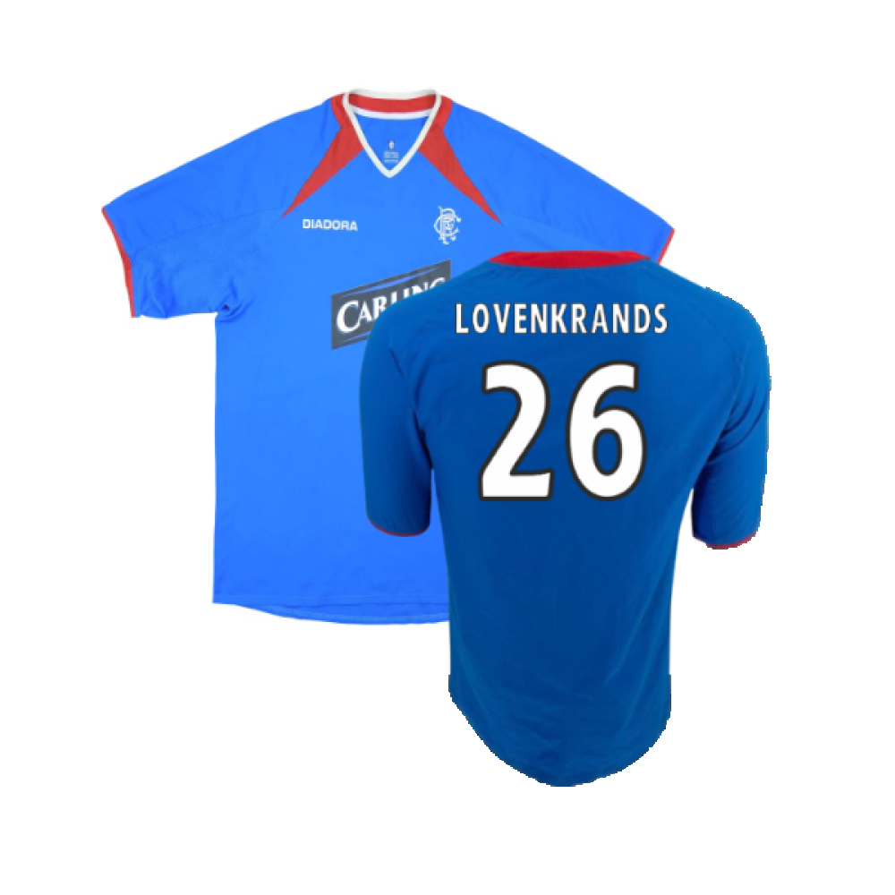 '03-'04 Rangers Home Shirt ) (Excellent) (Lovenkrands 26) Polyester Made By: Diadora Men's Blue Xxl