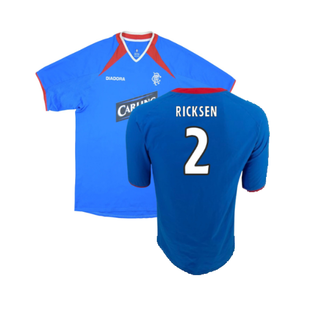 '03-'04 Rangers Home Shirt ) (Excellent) (Ricksen 2) Polyester Made By: Diadora Men's Blue Xxl