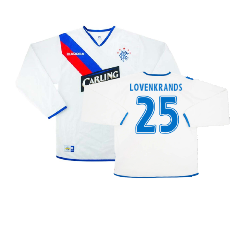 '04-'05 Rangers Away L/S ) (Excellent) (Lovenkrands 25) Polyester Made By: Diadora Men's White Xxl