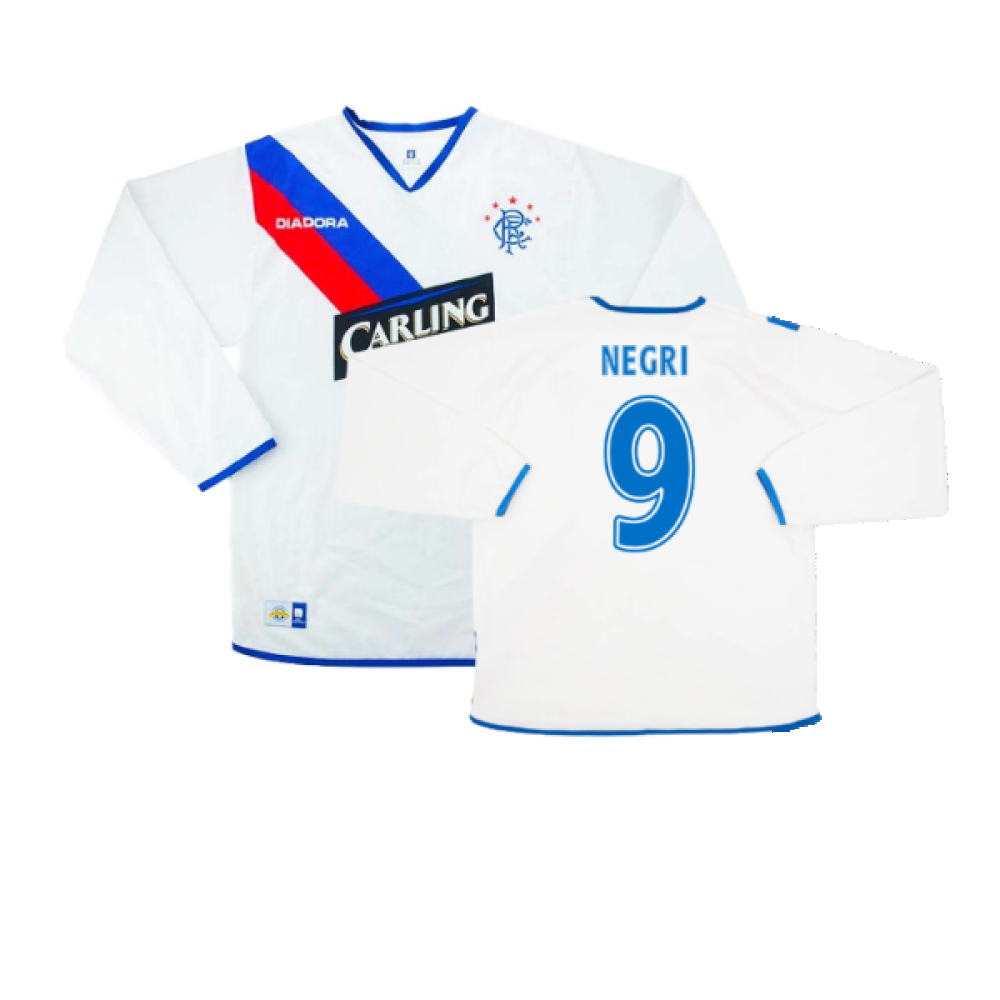 '04-'05 Rangers Away L/S ) (Excellent) (Negri 9) Polyester Made By: Diadora Men's White Xxl