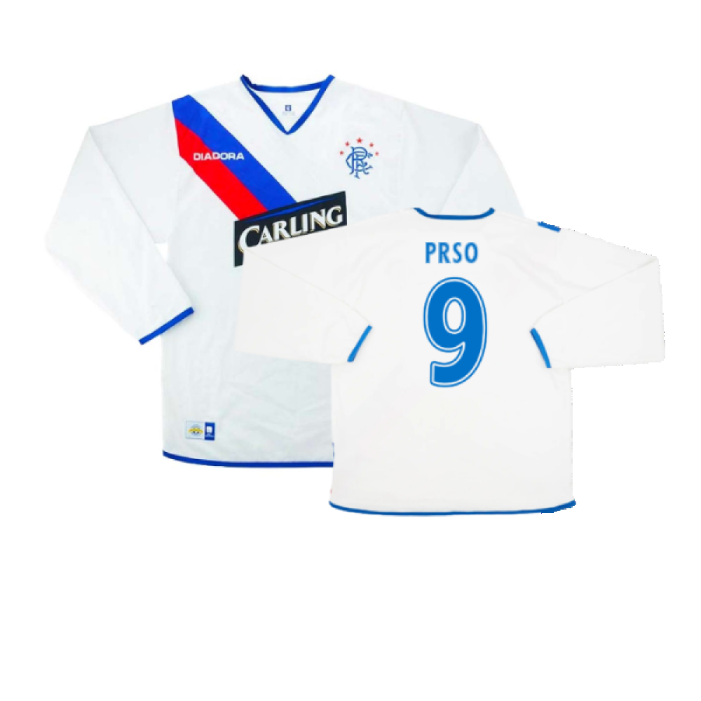 '04-'05 Rangers Away L/S ) (Excellent) (Prso 9) Polyester Made By: Diadora Men's White Xxl