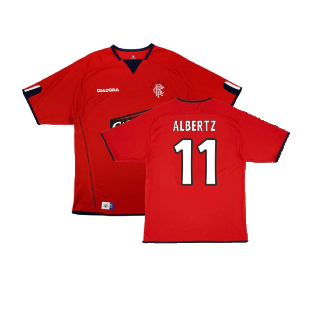 '04-'05 Rangers Third Shirt (L) (Very Good) (Albertz 11) Polyester Made By: Diadora Men's Red Large