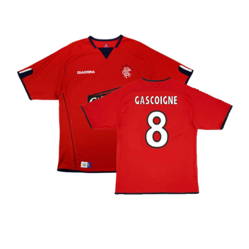 '04-'05 Rangers Third Shirt (L) (Very Good) (Gascoigne 8) Polyester Made By: Diadora Men's Red Large