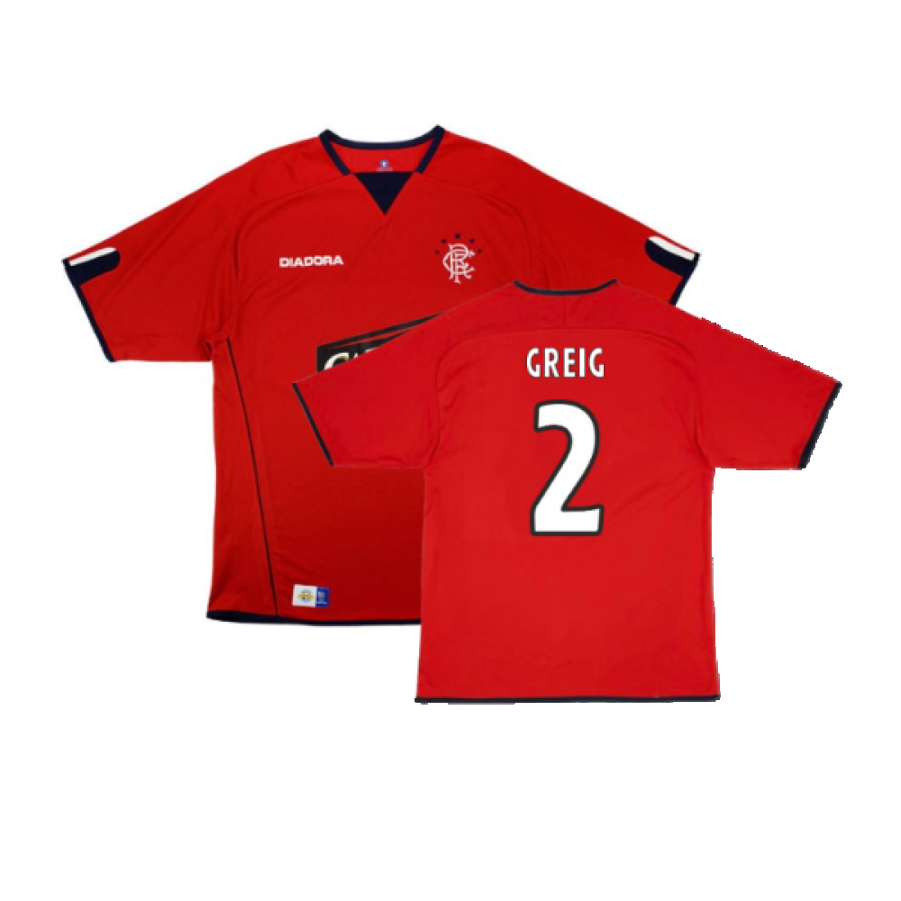 '04-'05 Rangers Third Shirt (L) (Very Good) (Greig 2) Polyester Made By: Diadora Men's Red Large