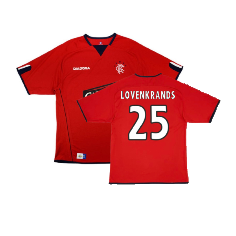 '04-'05 Rangers Third Shirt (L) (Very Good) (Lovenkrands 25) Polyester Made By: Diadora Men's Red Large