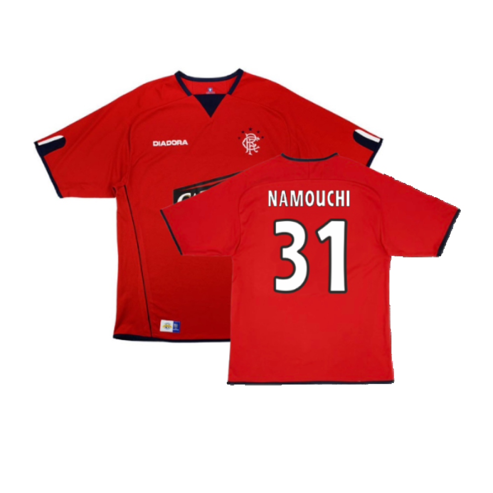 '04-'05 Rangers Third Shirt (L) (Very Good) (Namouchi 31) Polyester Made By: Diadora Men's Red Large