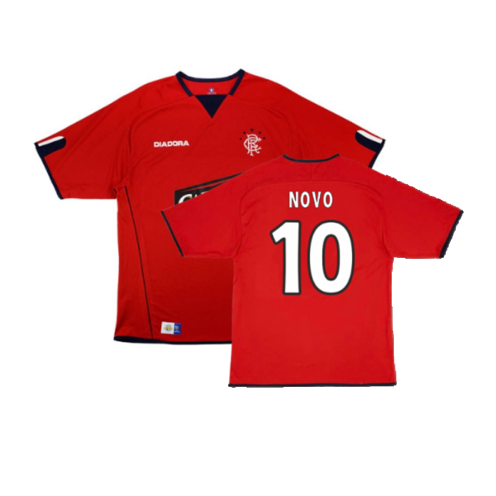 '04-'05 Rangers Third Shirt (L) (Very Good) (Novo 10) Polyester Made By: Diadora Men's Red Large