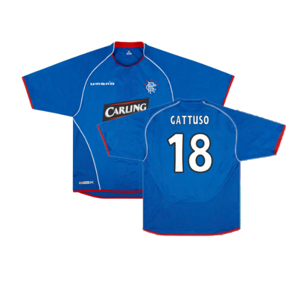 '05-'06 Rangers Home Shirt (Very Good) (Gattuso 18) Polyester Gennaro Gattuso Made By: Umbro Men's Blue 3XL
