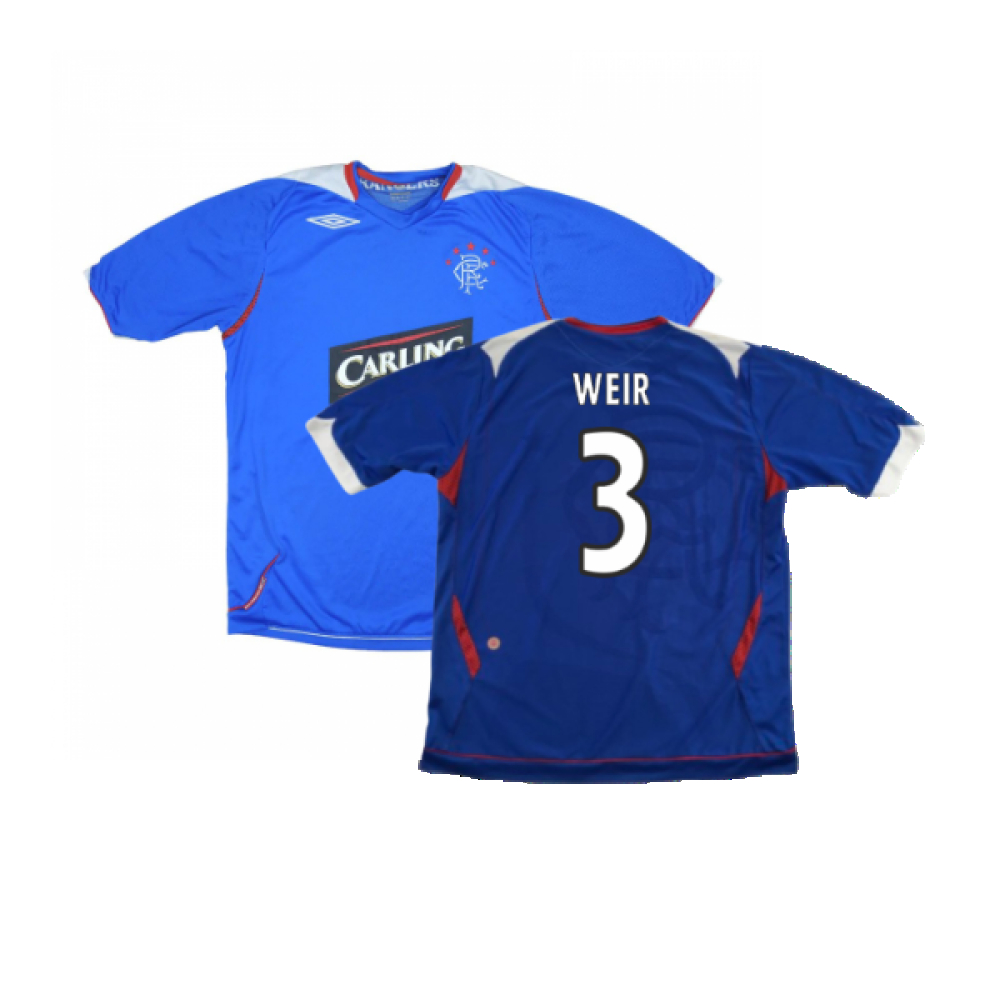 '06-'07 Rangers Home Shirt (Good) (Weir 3) Polyester Made By: Umbro Men's Blue Xxl