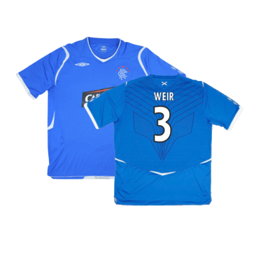 '08-'09 Rangers Home Shirt (Very Good) (Weir 3) Polyester Made By: Umbro Men's Blue Extra Large