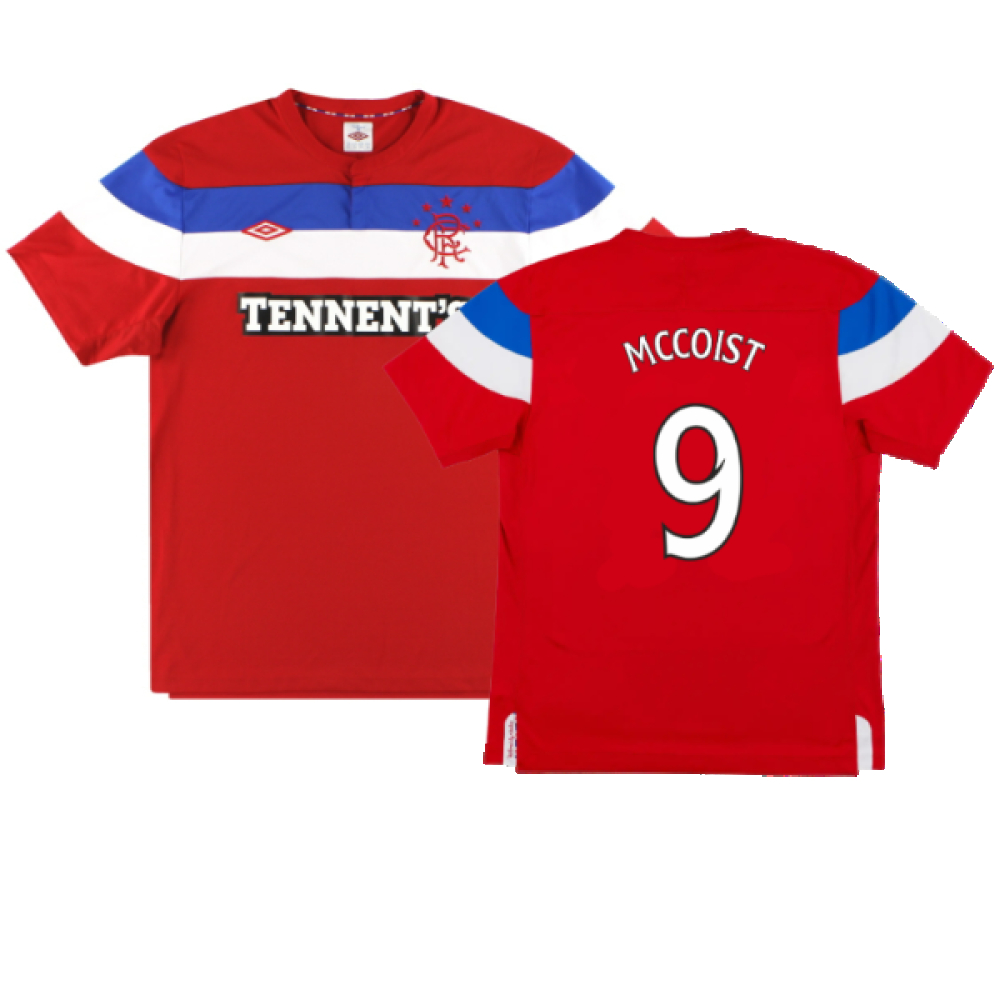 '11-'12 Rangers Away Shirt (L) (Very Good) (Mccoist 9) Polyester Made By: Umbro Men's Red Large