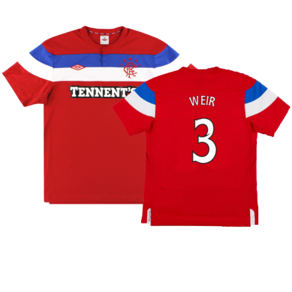 '11-'12 Rangers Away Shirt (L) (Very Good) (Weir 3) Polyester Made By: Umbro Men's Red Large