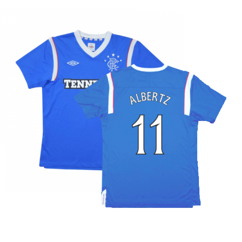 '11-'12 Rangers Home Shirt (M) (Excellent) (Albertz 11) Polyester Made By: Umbro Men's Black Medium