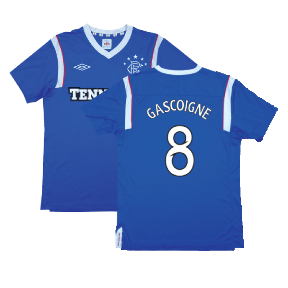 '11-'12 Rangers Home Shirt (Very Good) (Gascoigne 8) Polyester Made By: Umbro Men's Blue Large