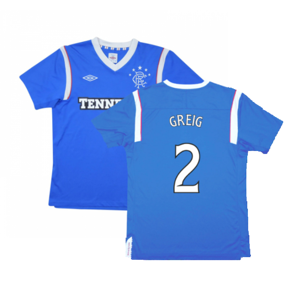 '11-'12 Rangers Home Shirt (M) (Excellent) (Greig 2) Polyester Made By: Umbro Men's Black Medium