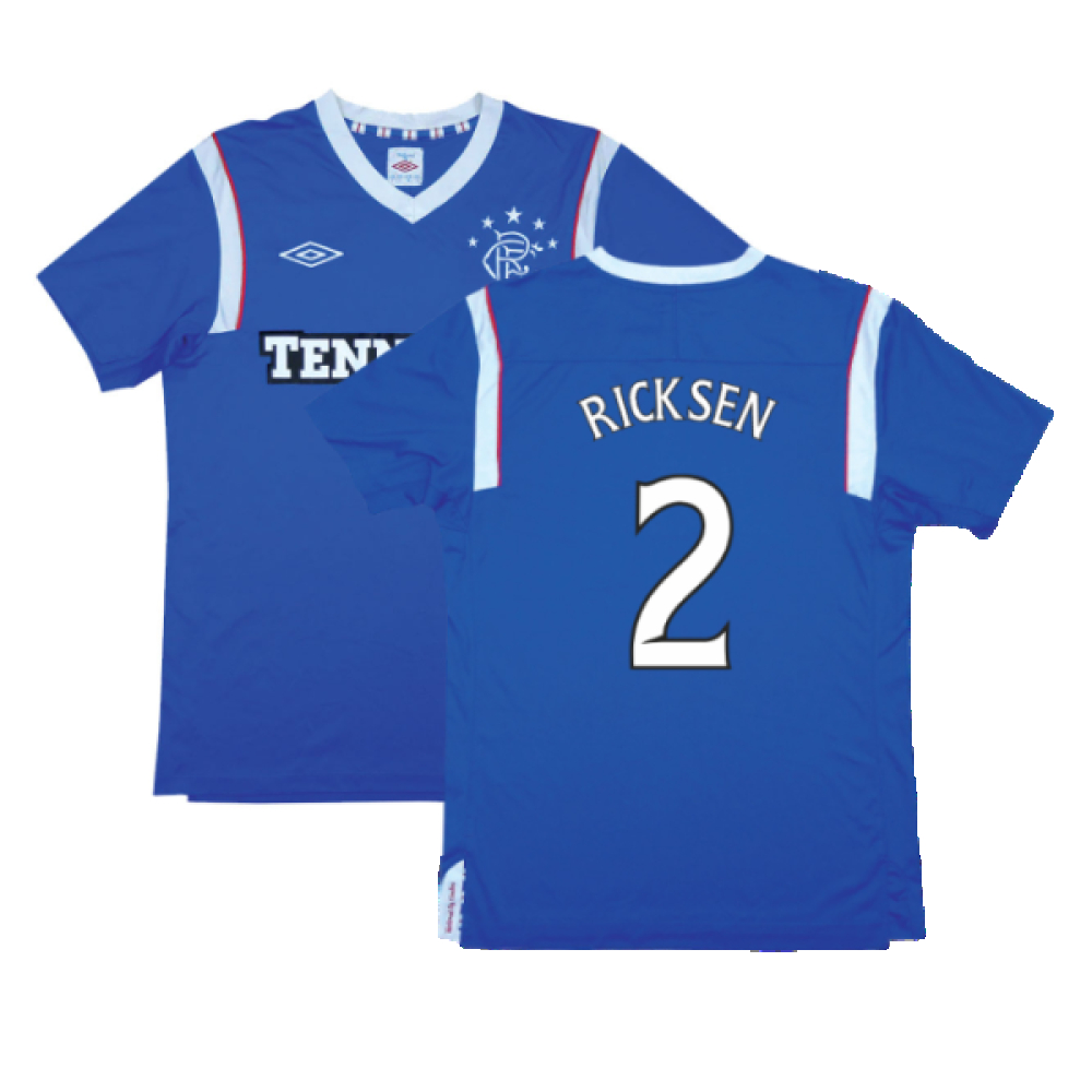 '11-'12 Rangers Home Shirt (Very Good) (Ricksen 2) Polyester Made By: Umbro Men's Blue Large