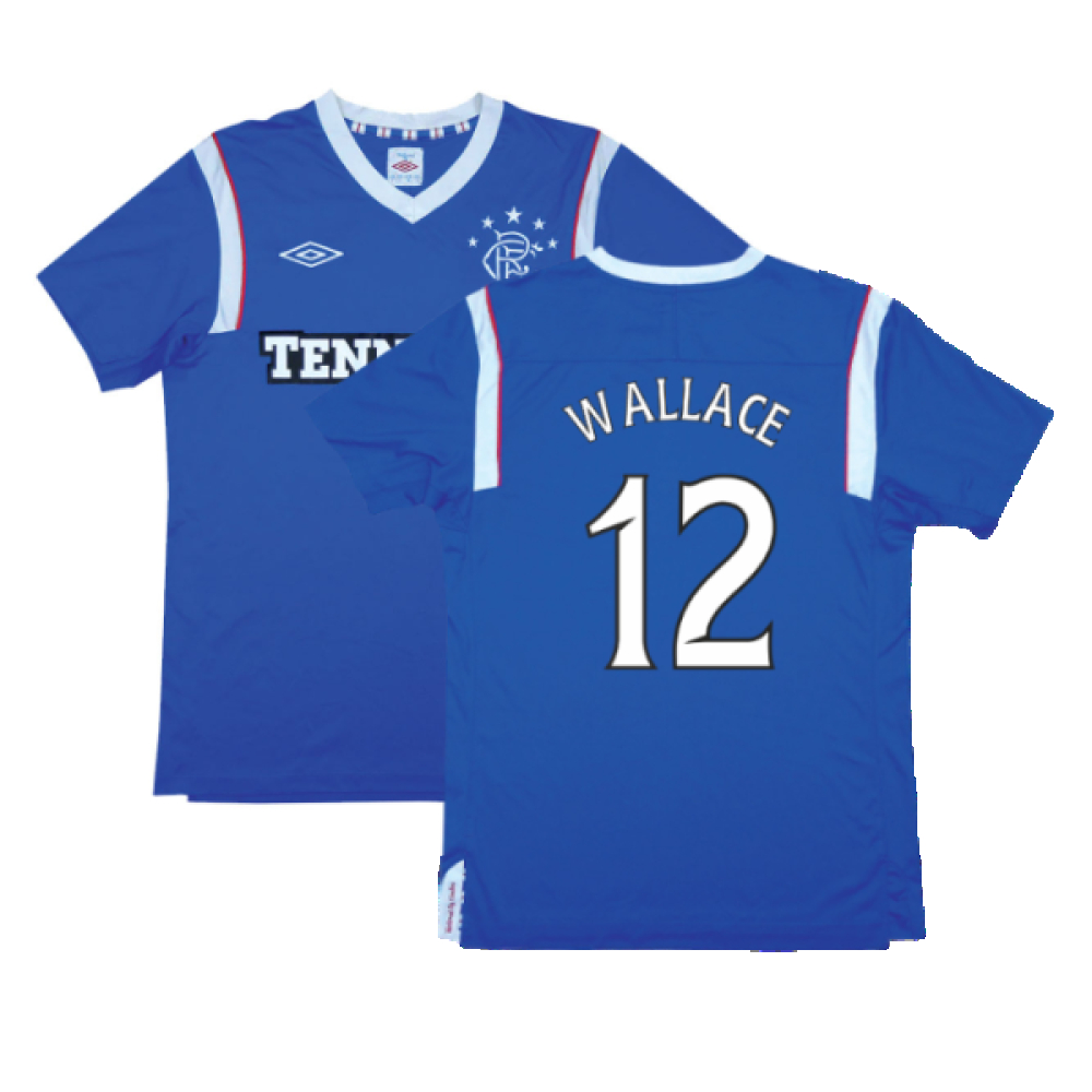 '11-'12 Rangers Home Shirt (Very Good) (Wallace 12) Polyester Made By: Umbro Men's Blue Large
