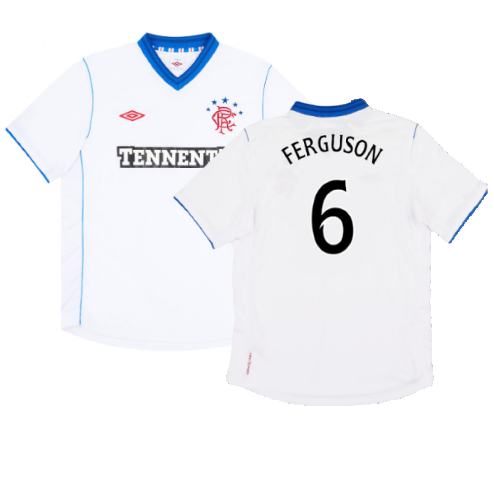 '12-'13 Rangers Away Shirt (M) (Mint) (Ferguson 6) Polyester Made By: Umbro Men's White Medium