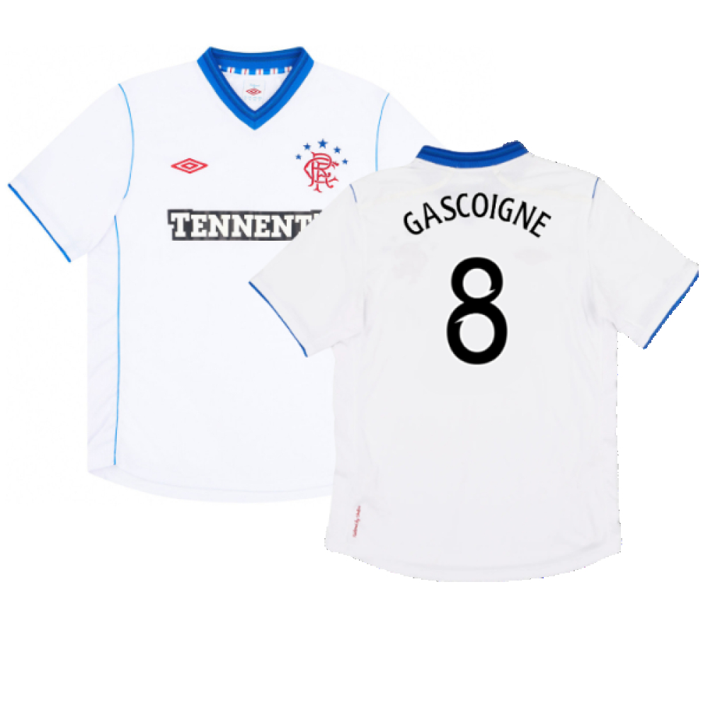 '12-'13 Rangers Away Shirt (M) (Mint) (Gascoigne 8) Polyester Made By: Umbro Men's White Medium