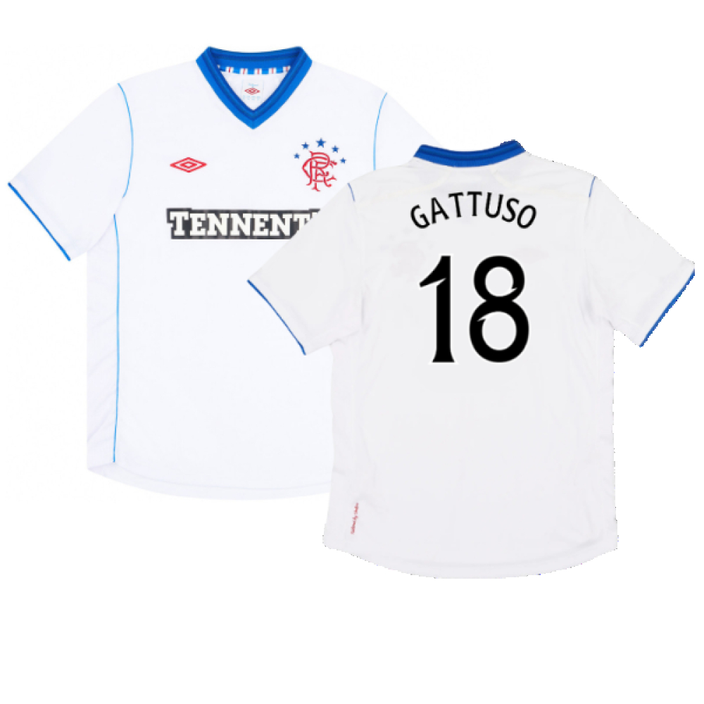 '12-'13 Rangers Away Shirt (M) (Mint) (Gattuso 18) Polyester Gennaro Gattuso Made By: Umbro Men's White Medium