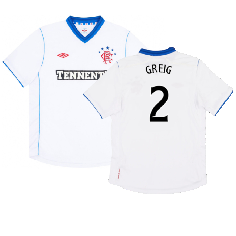 '12-'13 Rangers Away Shirt (M) (Mint) (Greig 2) Polyester Made By: Umbro Men's White Medium