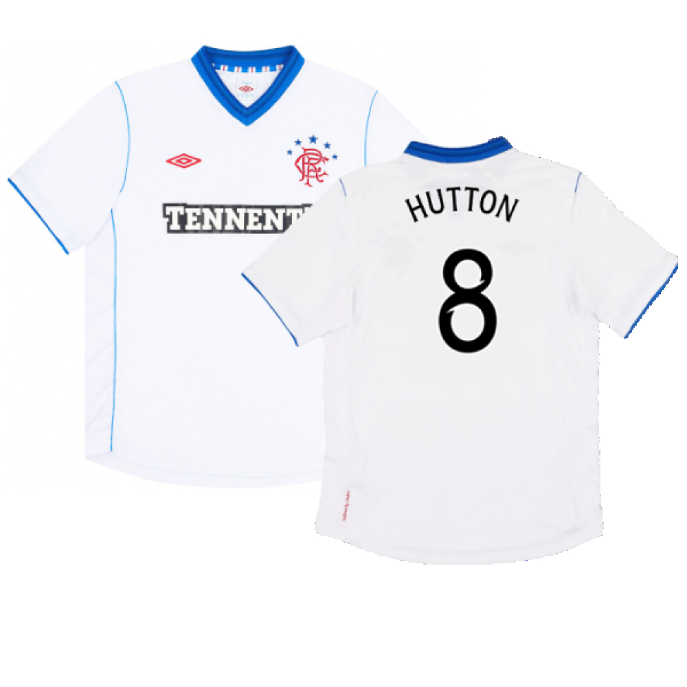 '12-'13 Rangers Away Shirt (M) (Mint) (Hutton 8) Polyester Made By: Umbro Men's White Medium