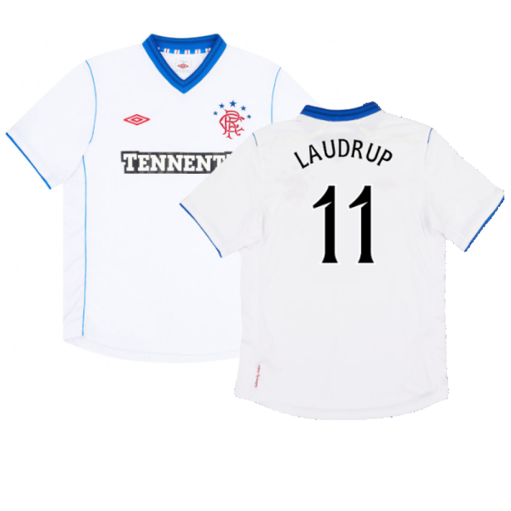 '12-'13 Rangers Away Shirt (M) (Mint) (Laudrup 11) Polyester Made By: Umbro Men's White Medium