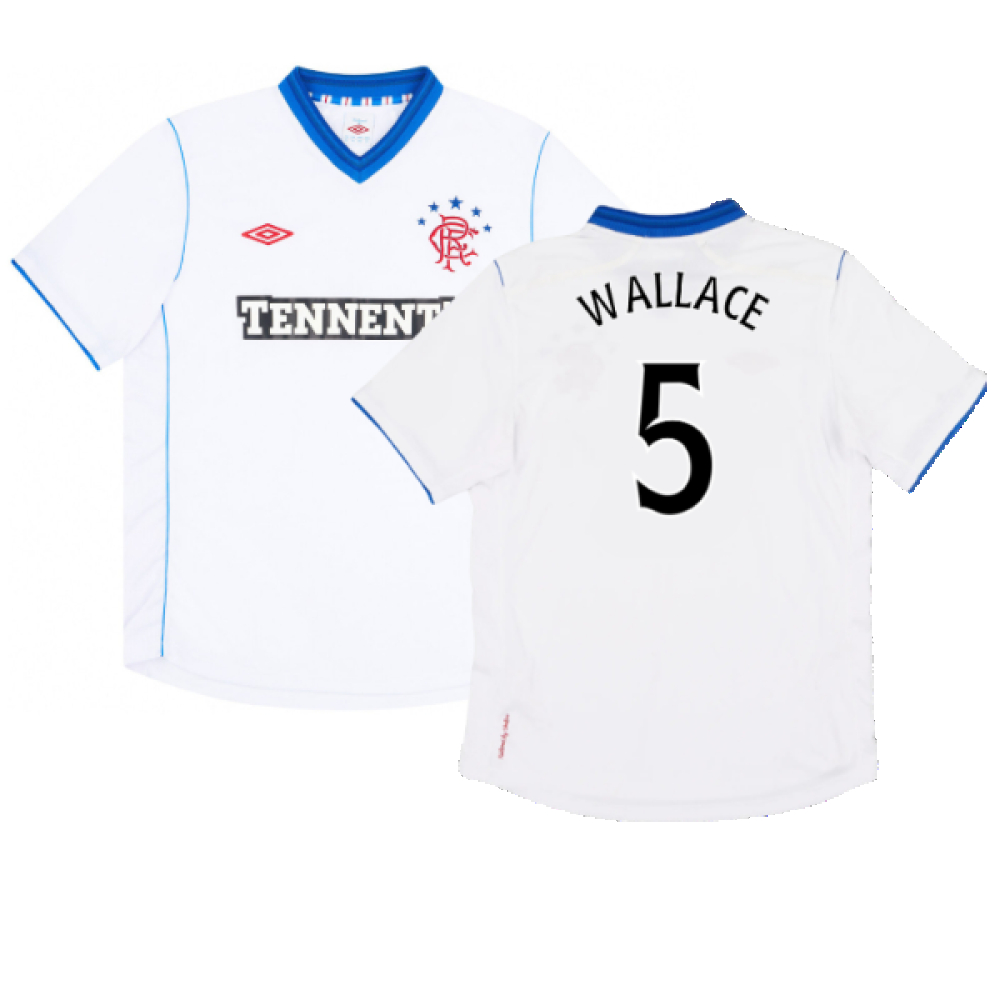 '12-'13 Rangers Away Shirt (M) (Mint) (Wallace 5) Polyester Made By: Umbro Men's White Medium