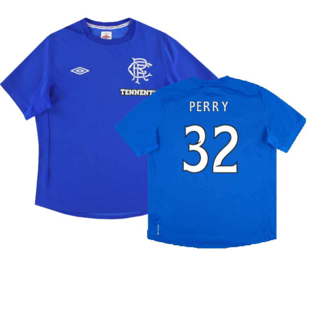 '12-'13 Rangers Home (Excellent) (Perry 32) Polyester Made By: Umbro Men's Blue Medium
