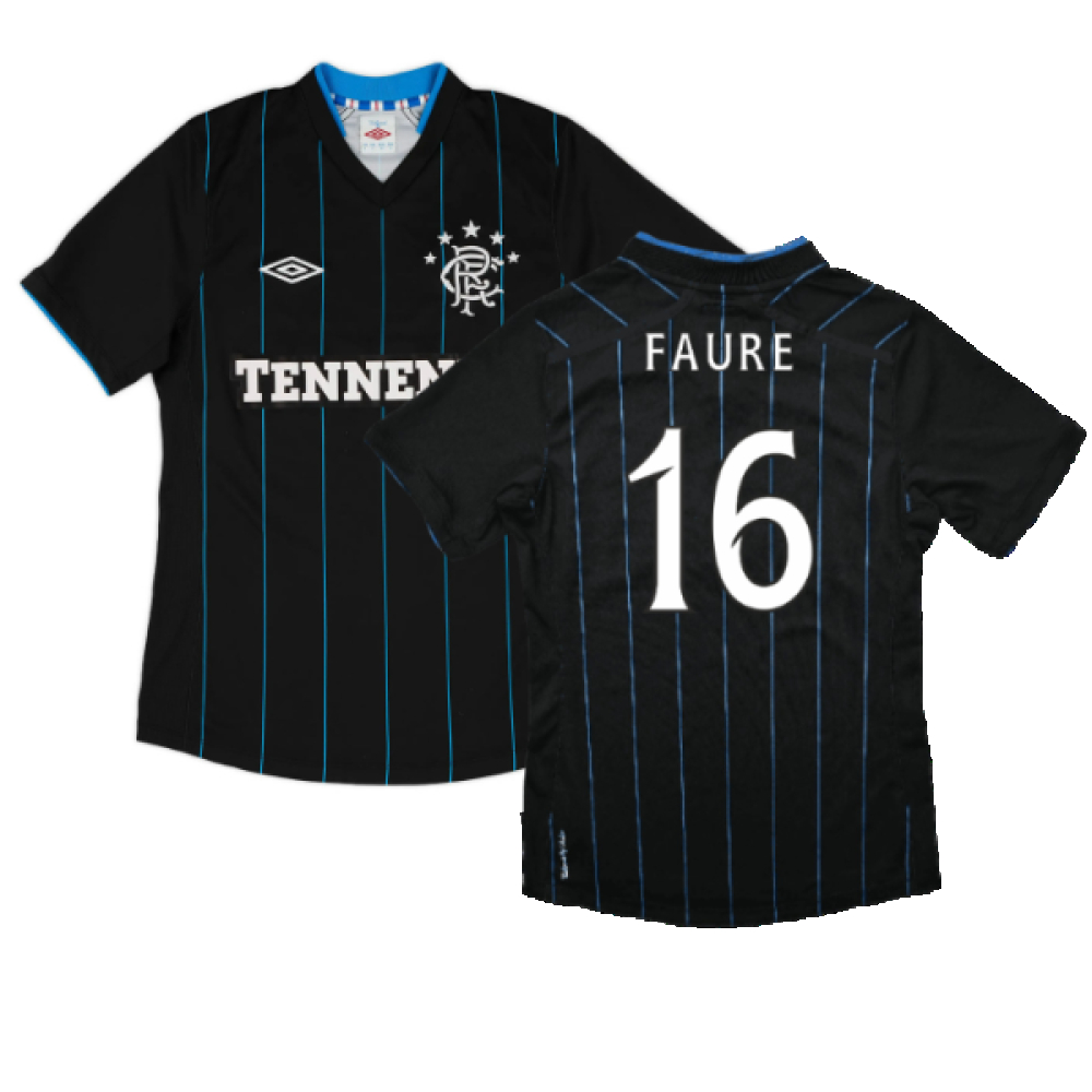 '12-'13 Rangers Third (Excellent) (Faure 16) Polyester Made By: Umbro Men's Black Xxl