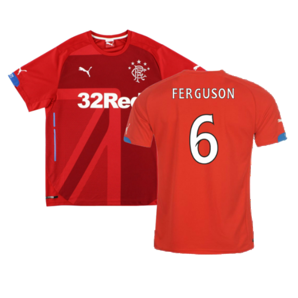 '14-'15 Rangers Third Shirt (L) (Very Good) (Ferguson 6) Polyester Made By: Puma Men's Red Large