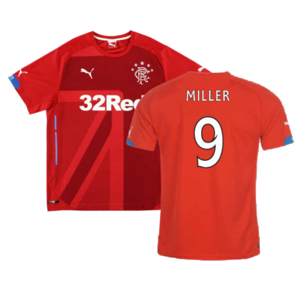 '14-'15 Rangers Third Shirt (L) (Very Good) (Miller 9) Polyester Made By: Puma Men's Red Large
