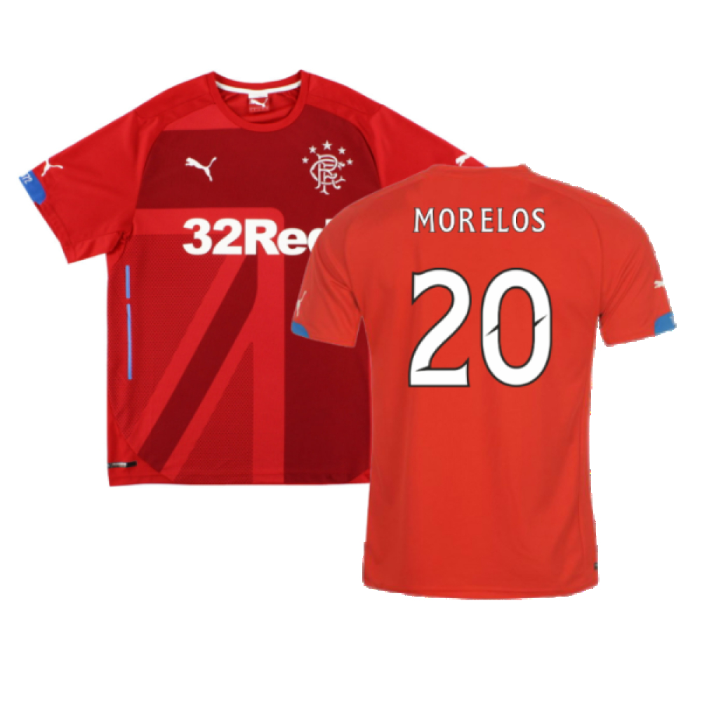 '14-'15 Rangers Third Shirt (L) (Very Good) (Morelos 20) Polyester Made By: Puma Men's Red Large