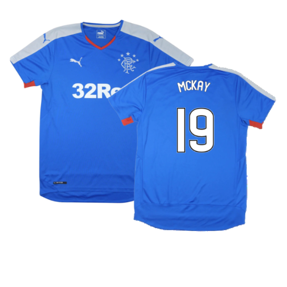 '15-'16 Rangers Home Shirt (S) (Excellent) (Mckay 19) Polyester Made By: Puma Men's Blue Small