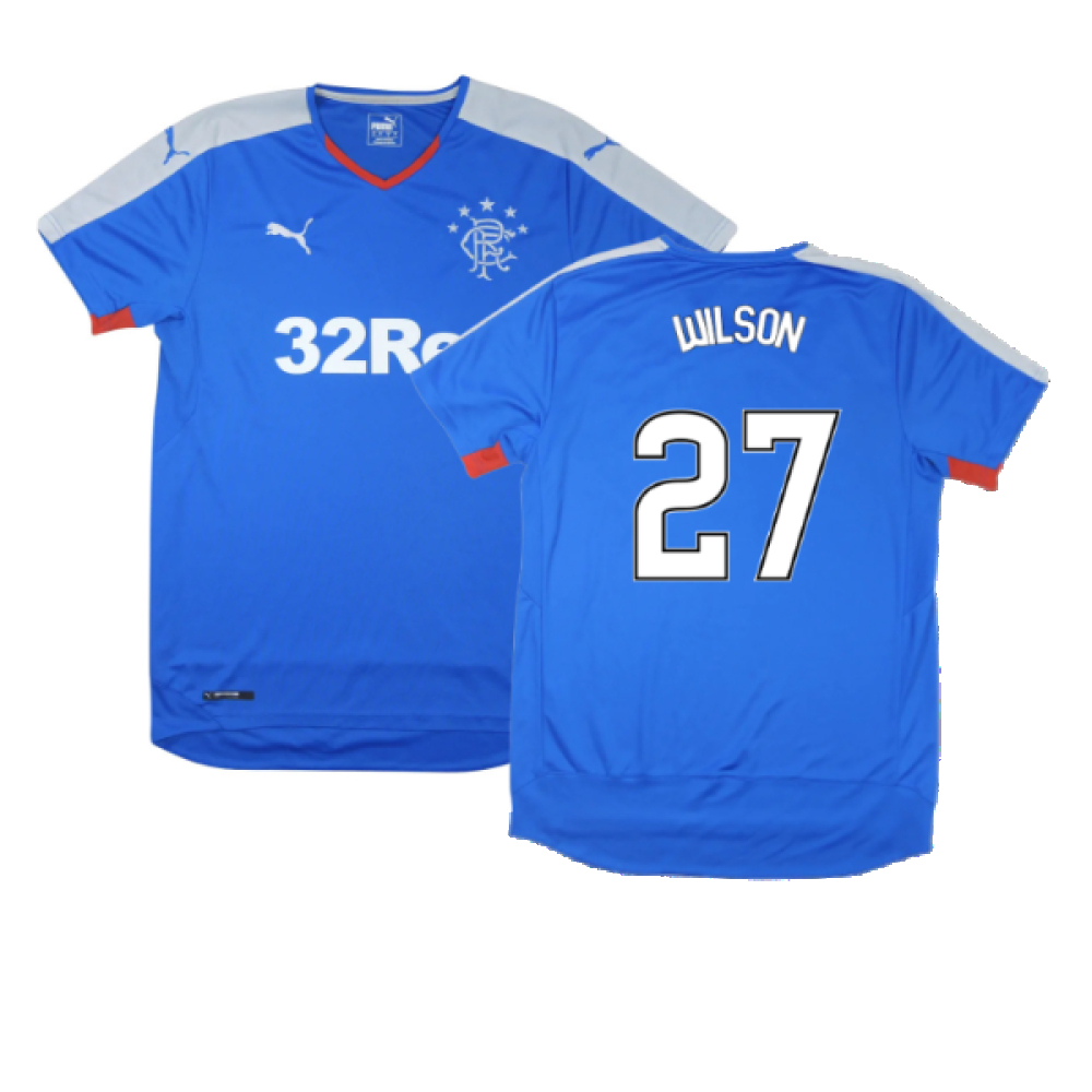 '15-'16 Rangers Home Shirt (S) (Excellent) (Wilson 27) Polyester Made By: Puma Men's Blue Small
