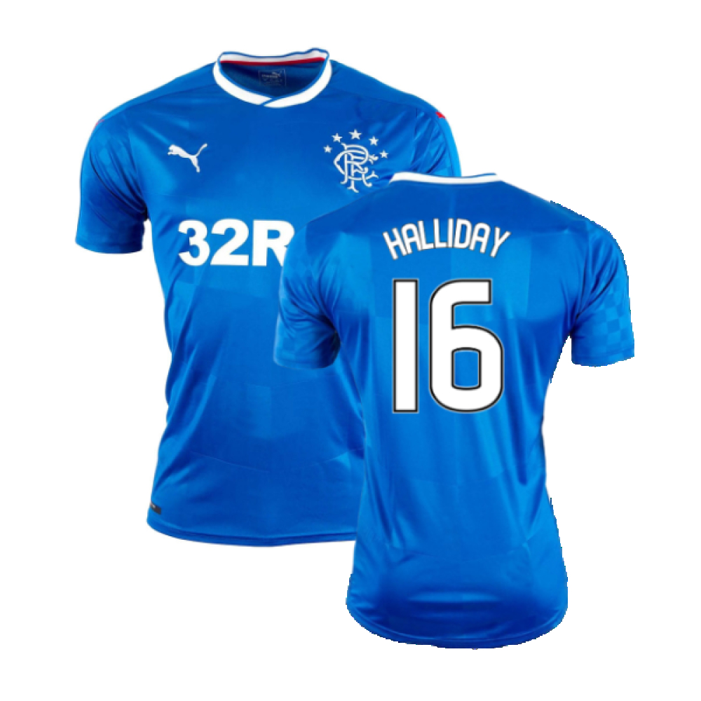 '16-'18 Rangers Home Shirt ) (Mint) (Halliday 16) Polyester Made By: Puma Men's Blue Extra Large