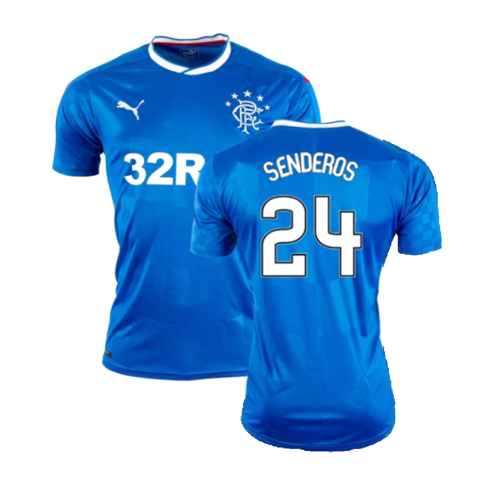 '16-'18 Rangers Home Shirt ) (Excellent) (Senderos 24) Polyester Made By: Puma Men's Blue Extra Large