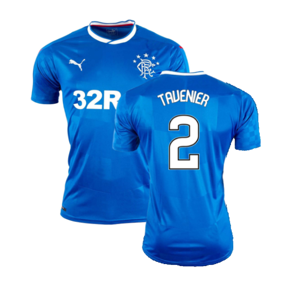'16-'17 Rangers Home Shirt ) (Very Good) (Tavenier 2) Polyester Made By: Puma Men's Blue Extra Large