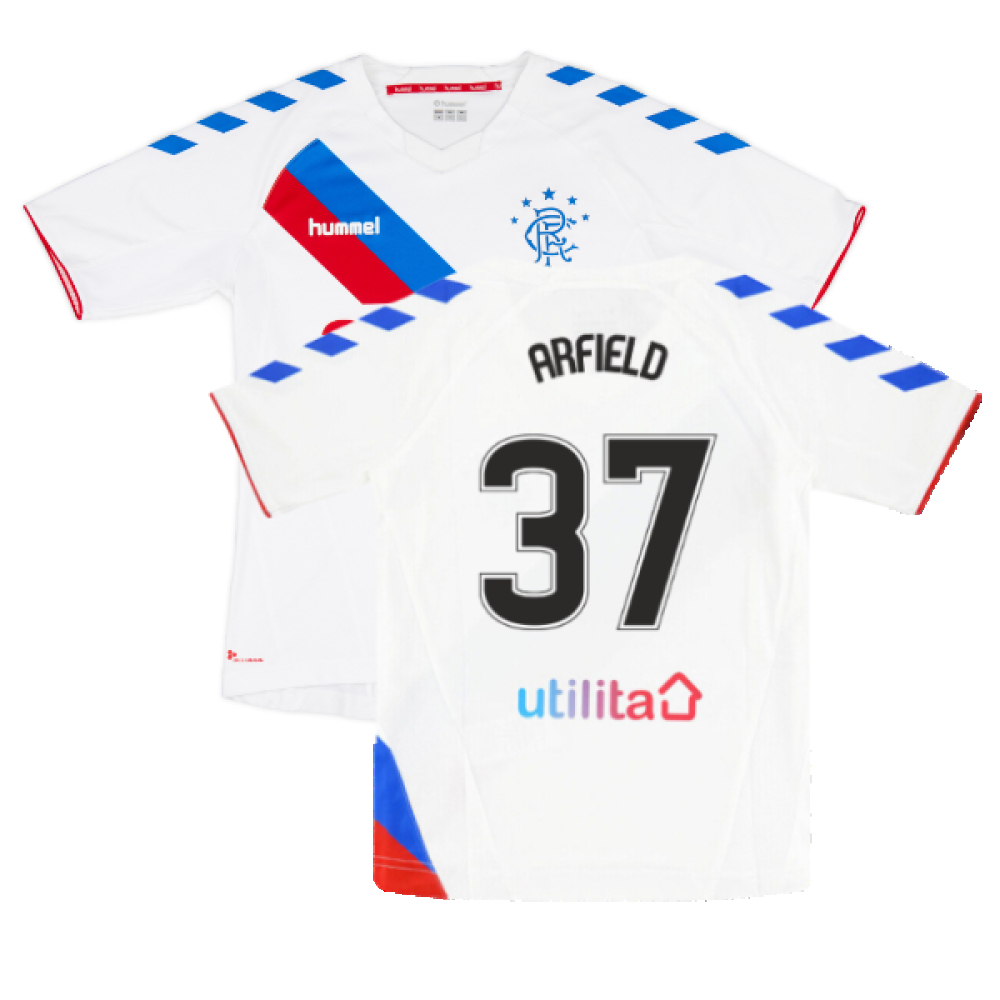 '18-'19 Rangers Away Shirt (S) (Very Good) (Arfield 37) Polyester Made By: Hummel Men's White Small