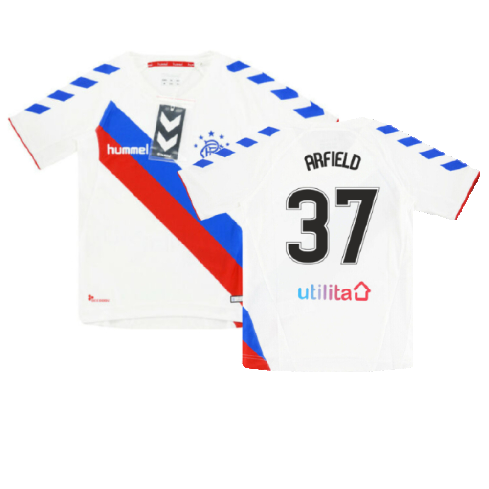 '18-'19 Rangers Away Shirt (Sponsorless) (Sb) (Bnwt) (Arfield 37) Kids Polyester Made By: Hummel Unisex Kids White Small